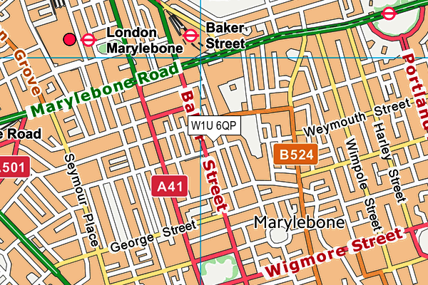 W1U 6QP map - OS VectorMap District (Ordnance Survey)