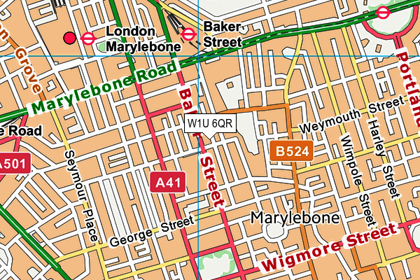 W1U 6QR map - OS VectorMap District (Ordnance Survey)