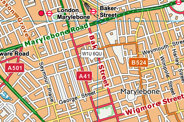 W1U 6QU map - OS VectorMap District (Ordnance Survey)
