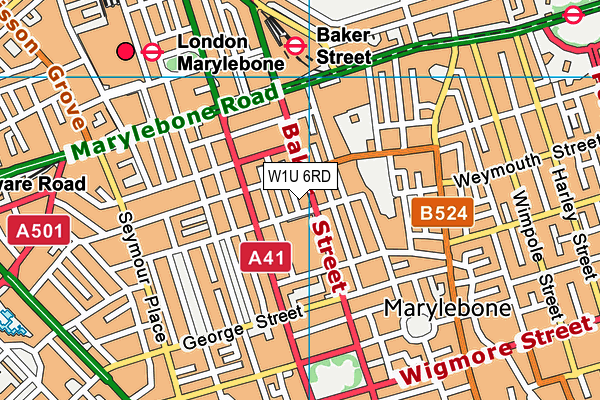 W1U 6RD map - OS VectorMap District (Ordnance Survey)
