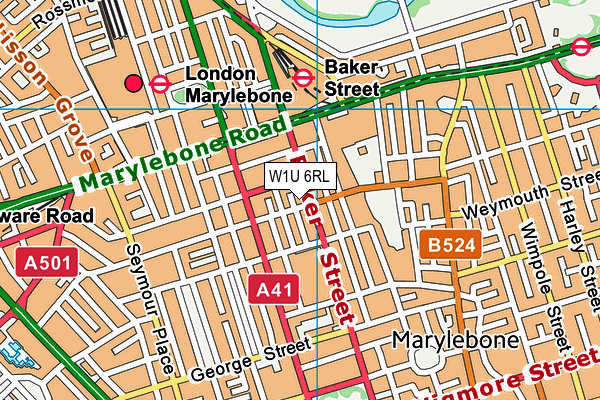 W1U 6RL map - OS VectorMap District (Ordnance Survey)