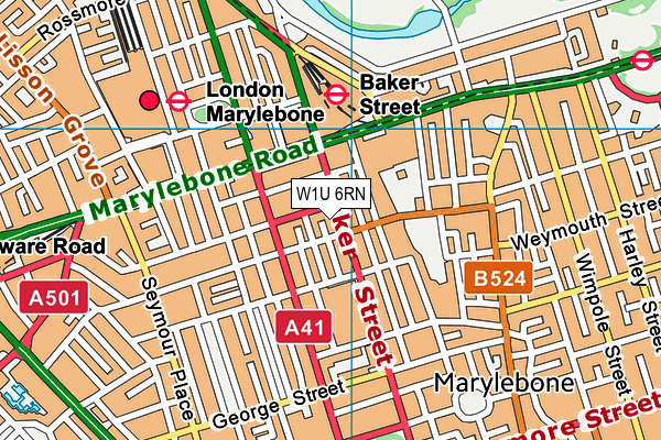 W1U 6RN map - OS VectorMap District (Ordnance Survey)