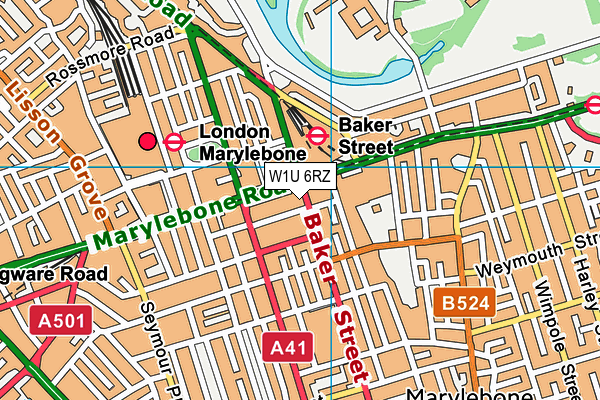 W1U 6RZ map - OS VectorMap District (Ordnance Survey)