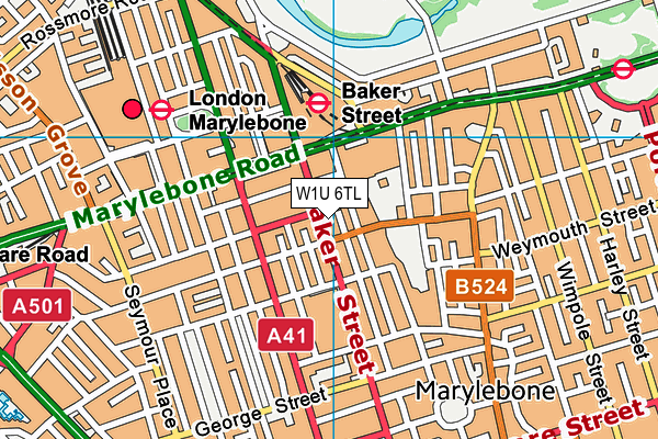 W1U 6TL map - OS VectorMap District (Ordnance Survey)