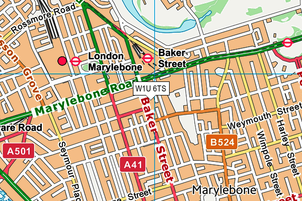 W1U 6TS map - OS VectorMap District (Ordnance Survey)