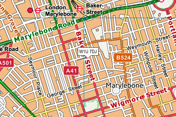 W1U 7DJ map - OS VectorMap District (Ordnance Survey)