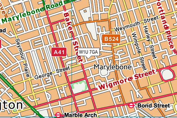 W1U 7GA map - OS VectorMap District (Ordnance Survey) W1U 7GA map - OS VectorMap District (Ordnance Survey)