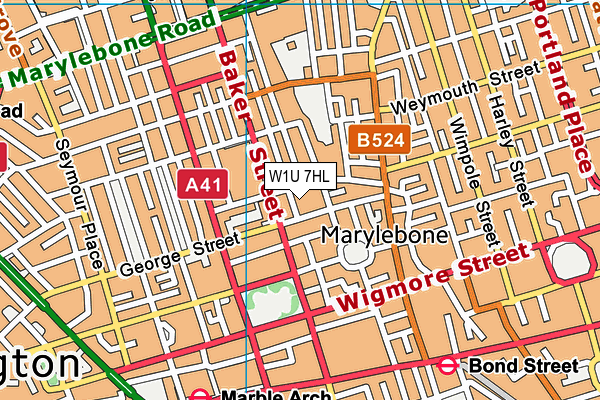 W1U 7HL map - OS VectorMap District (Ordnance Survey) W1U 7HL map - OS VectorMap District (Ordnance Survey)