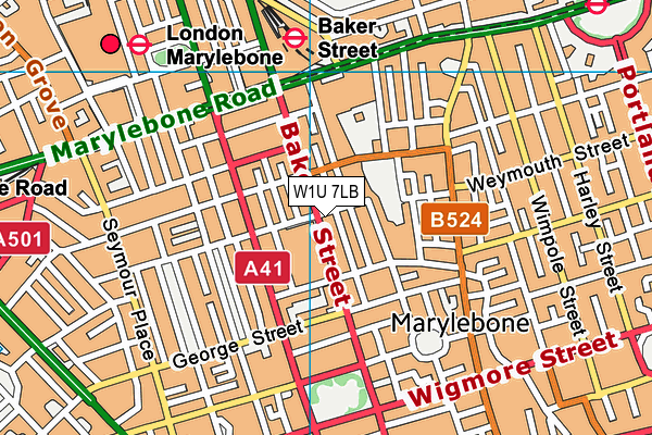 W1U 7LB map - OS VectorMap District (Ordnance Survey)