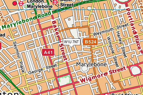 W1U 7NT map - OS VectorMap District (Ordnance Survey)