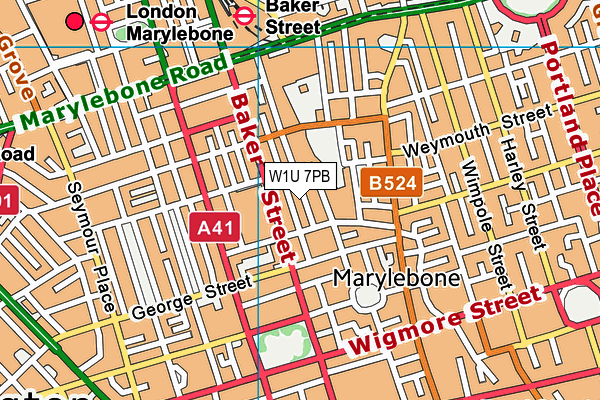W1U 7PB map - OS VectorMap District (Ordnance Survey) W1U 7PB map - OS VectorMap District (Ordnance Survey)