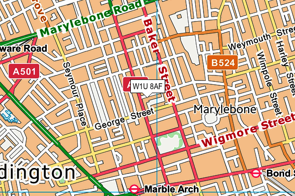 W1U 8AF map - OS VectorMap District (Ordnance Survey) W1U 8AF map - OS VectorMap District (Ordnance Survey)