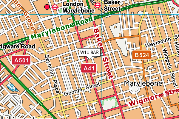 W1U 8AR map - OS VectorMap District (Ordnance Survey) W1U 8AR map - OS VectorMap District (Ordnance Survey)