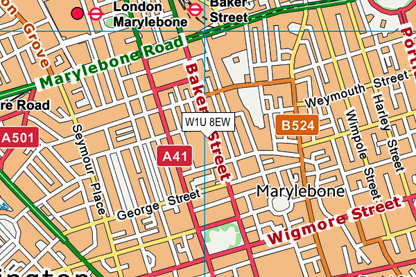 W1U 8EW map - OS VectorMap District (Ordnance Survey)