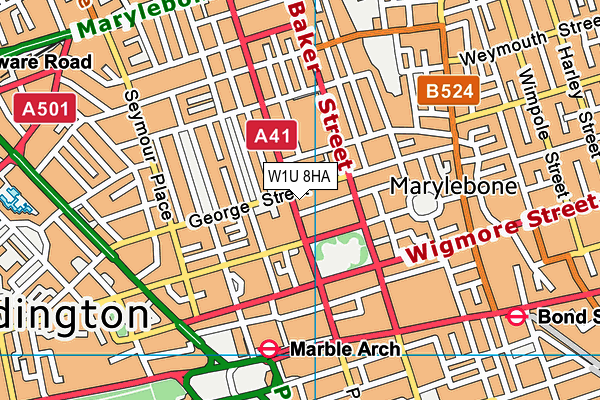 W1U 8HA map - OS VectorMap District (Ordnance Survey) W1U 8HA map - OS VectorMap District (Ordnance Survey)