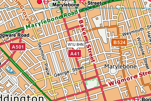 W1U 8HN map - OS VectorMap District (Ordnance Survey)