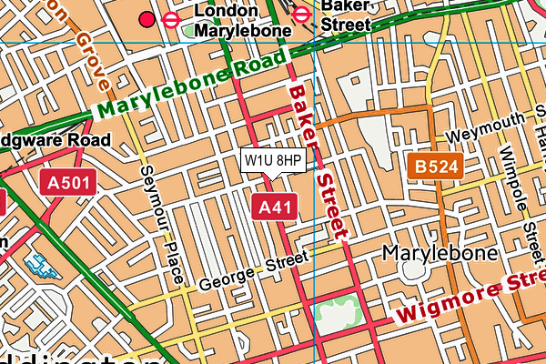 W1U 8HP map - OS VectorMap District (Ordnance Survey)