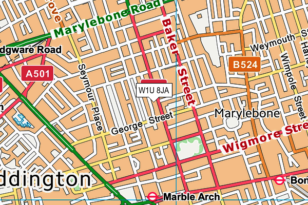 W1U 8JA map - OS VectorMap District (Ordnance Survey)
