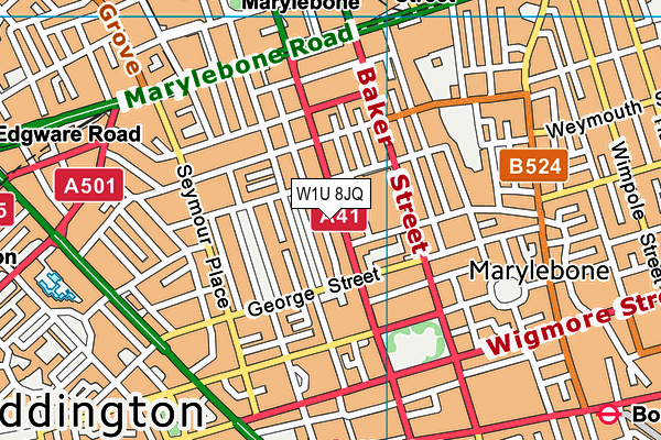 W1U 8JQ map - OS VectorMap District (Ordnance Survey)