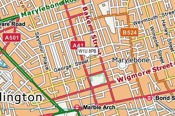 W1U 8PB map - OS VectorMap District (Ordnance Survey) W1U 8PB map - OS VectorMap District (Ordnance Survey)
