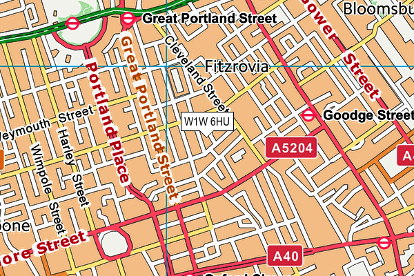 W1W 6HU map - OS VectorMap District (Ordnance Survey)