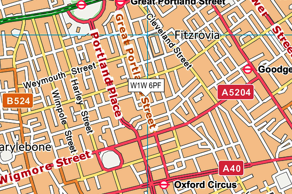 W1W 6PF map - OS VectorMap District (Ordnance Survey) W1W 6PF map - OS VectorMap District (Ordnance Survey)