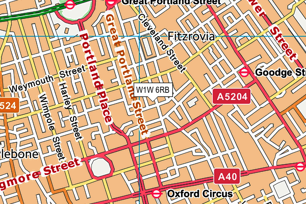 W1W 6RB map - OS VectorMap District (Ordnance Survey) W1W 6RB map - OS VectorMap District (Ordnance Survey)