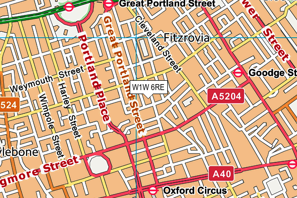 W1W 6RE map - OS VectorMap District (Ordnance Survey) W1W 6RE map - OS VectorMap District (Ordnance Survey)