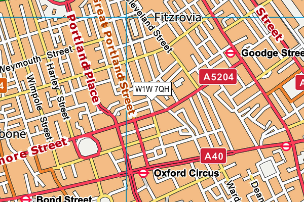 W1W 7QH map - OS VectorMap District (Ordnance Survey) W1W 7QH map - OS VectorMap District (Ordnance Survey)