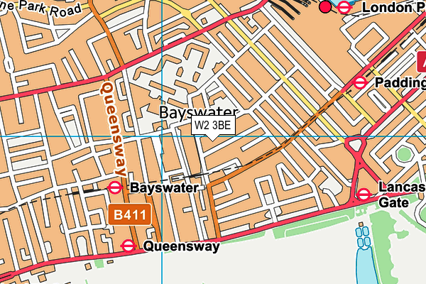 W2 3BE map - OS VectorMap District (Ordnance Survey)