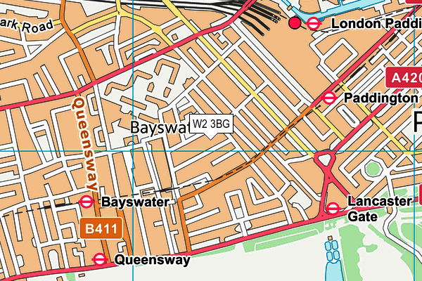 W2 3BG map - OS VectorMap District (Ordnance Survey) W2 3BG map - OS VectorMap District (Ordnance Survey)