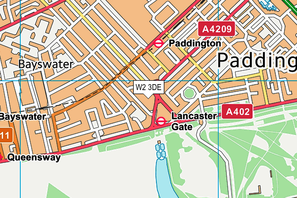 W2 3DE map - OS VectorMap District (Ordnance Survey)