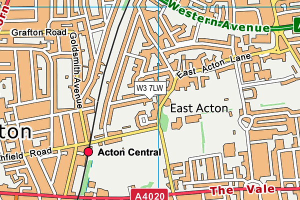 W3 7LW map - OS VectorMap District (Ordnance Survey)