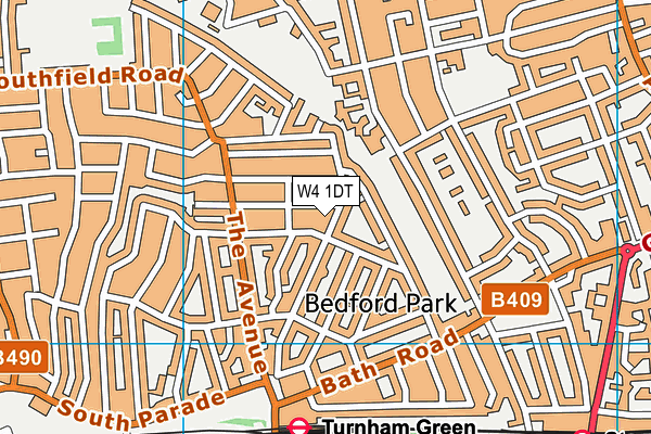 W4 1DT map - OS VectorMap District (Ordnance Survey)
