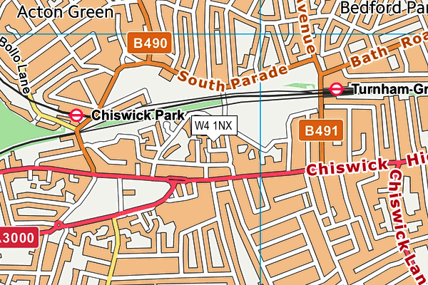 W4 1NX map - OS VectorMap District (Ordnance Survey) W4 1NX map - OS VectorMap District (Ordnance Survey)