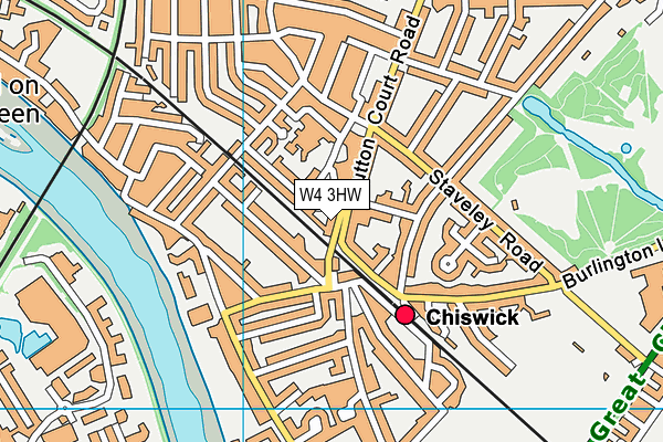 W4 3HW map - OS VectorMap District (Ordnance Survey)