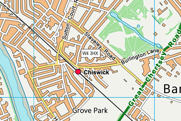 W4 3HX map - OS VectorMap District (Ordnance Survey) W4 3HX map - OS VectorMap District (Ordnance Survey)
