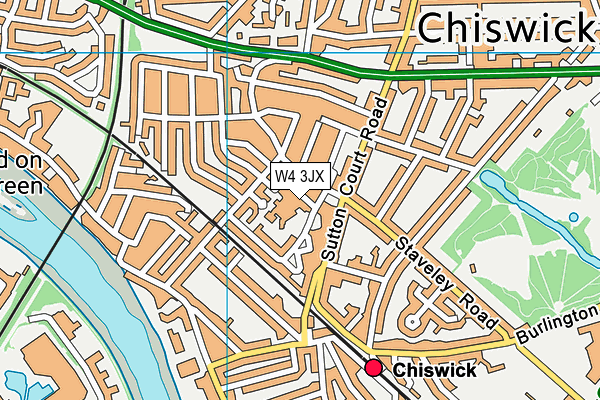 W4 3JX map - OS VectorMap District (Ordnance Survey)