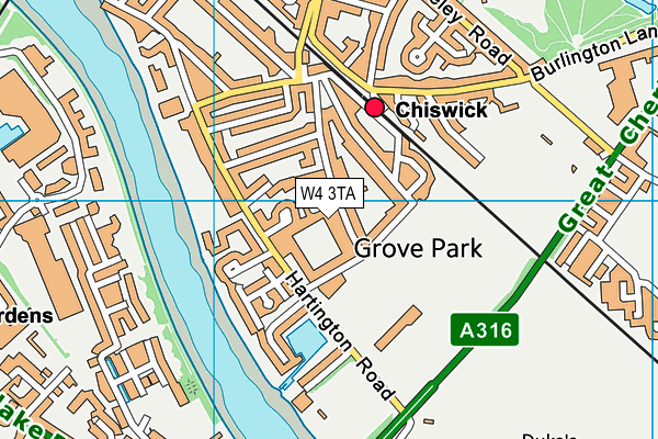 W4 3TA map - OS VectorMap District (Ordnance Survey) W4 3TA map - OS VectorMap District (Ordnance Survey)