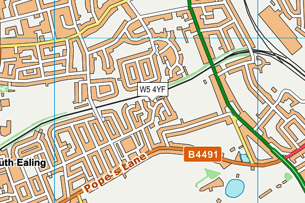 W5 4YF map - OS VectorMap District (Ordnance Survey)