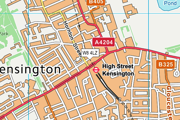 W8 4LZ map - OS VectorMap District (Ordnance Survey)