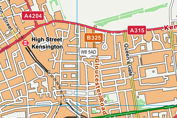 W8 5AD map - OS VectorMap District (Ordnance Survey)