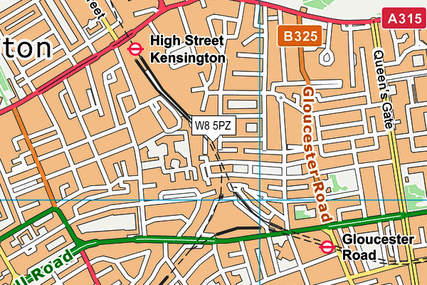 W8 5PZ map - OS VectorMap District (Ordnance Survey) W8 5PZ map - OS VectorMap District (Ordnance Survey)