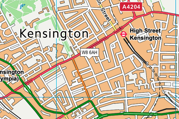 W8 6AH map - OS VectorMap District (Ordnance Survey)