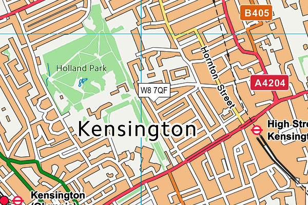 W8 7QF map - OS VectorMap District (Ordnance Survey)