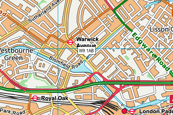 W9 1AB map - OS VectorMap District (Ordnance Survey) W9 1AB map - OS VectorMap District (Ordnance Survey)