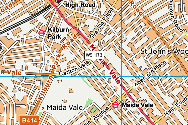 W9 1RB map - OS VectorMap District (Ordnance Survey)