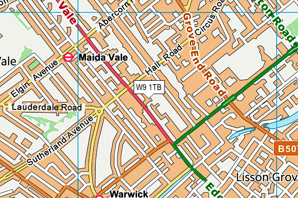 W9 1TB map - OS VectorMap District (Ordnance Survey) W9 1TB map - OS VectorMap District (Ordnance Survey)
