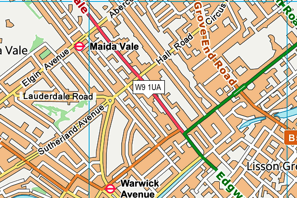 W9 1UA map - OS VectorMap District (Ordnance Survey)