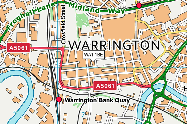 WA1 1BE map - OS VectorMap District (Ordnance Survey) WA1 1BE map - OS VectorMap District (Ordnance Survey)